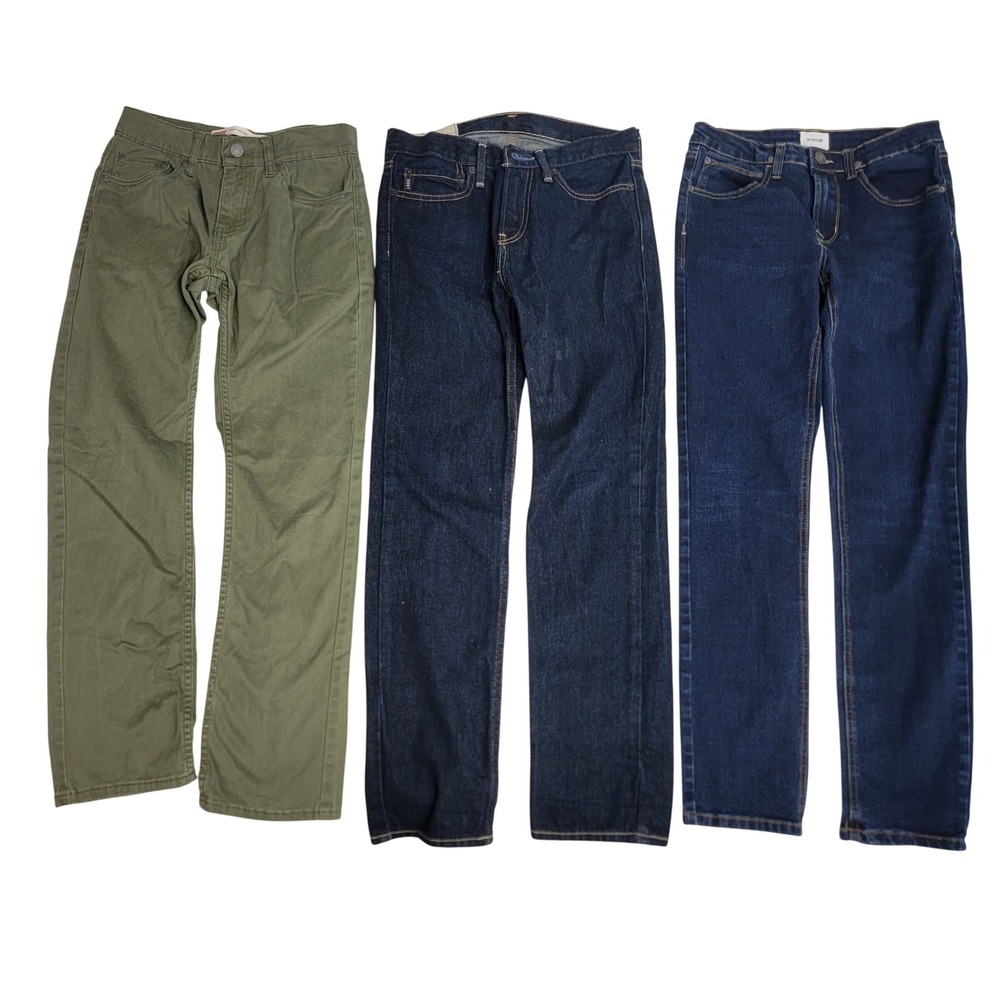 Boys Jeans Lot of 3 Levis 511 Slim Abercrombie Kids Hudson Size 14 Blue Green